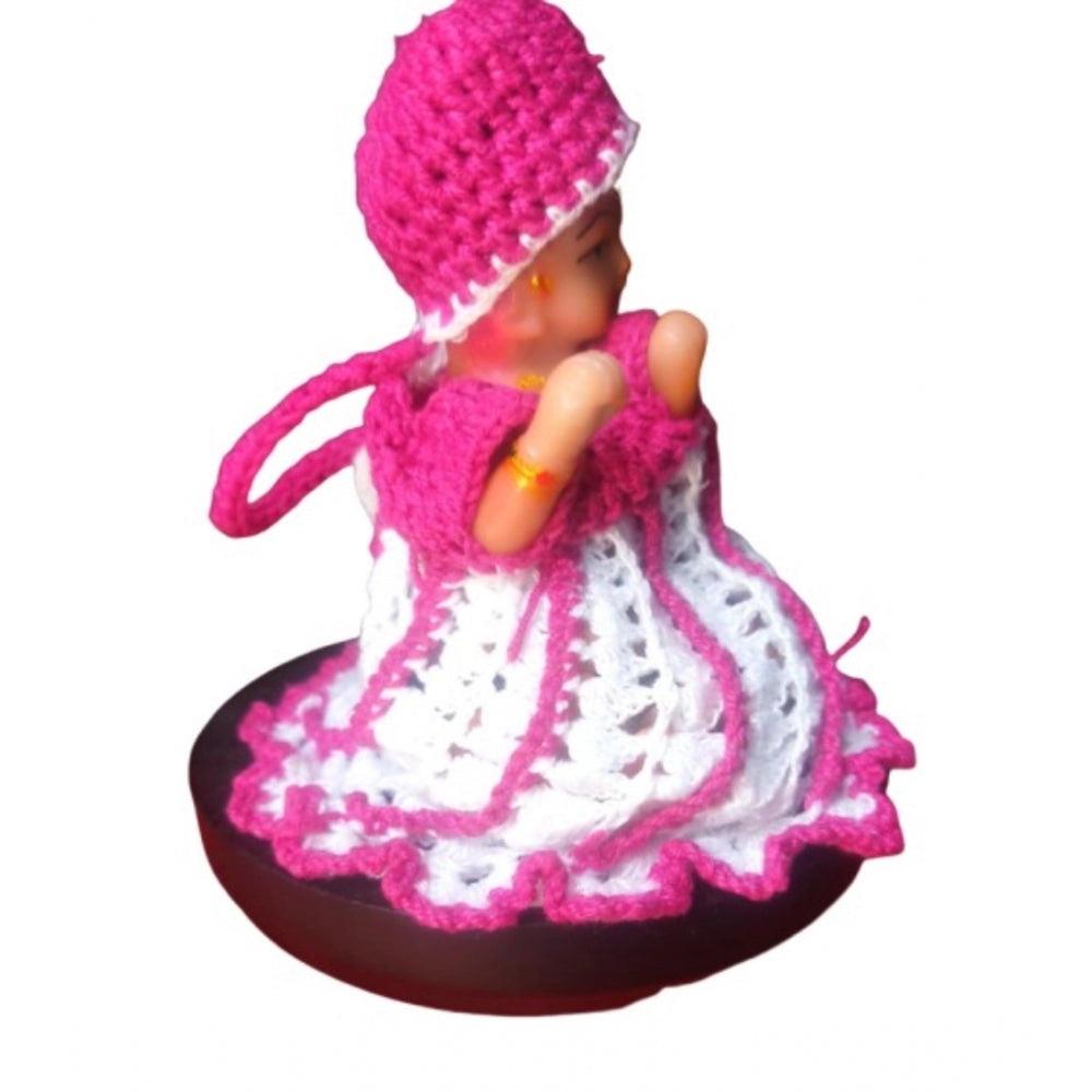 Laddu Gopal Tharad Dress Size: 0 To 6 — Pink-White