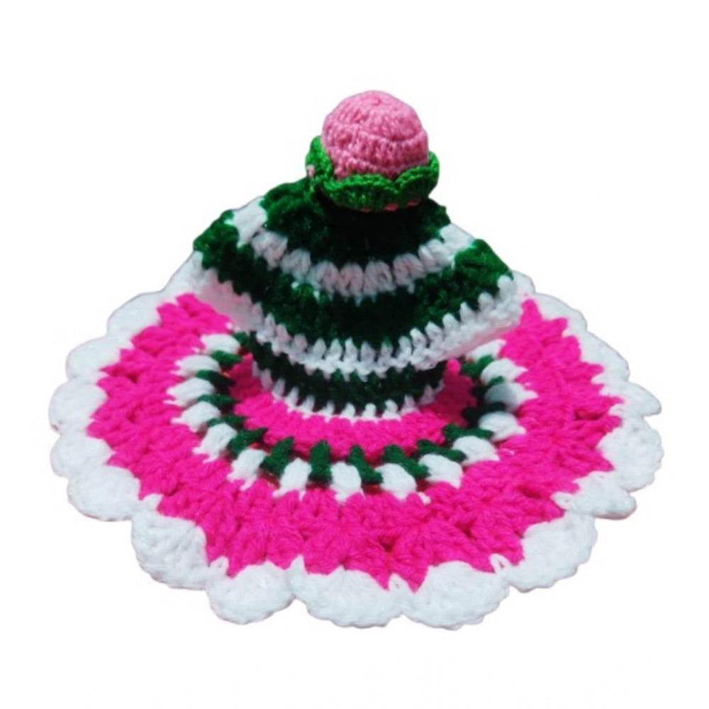 Laddu Gopal Tharad Dress Size: 0 To 6 — Pink-Green