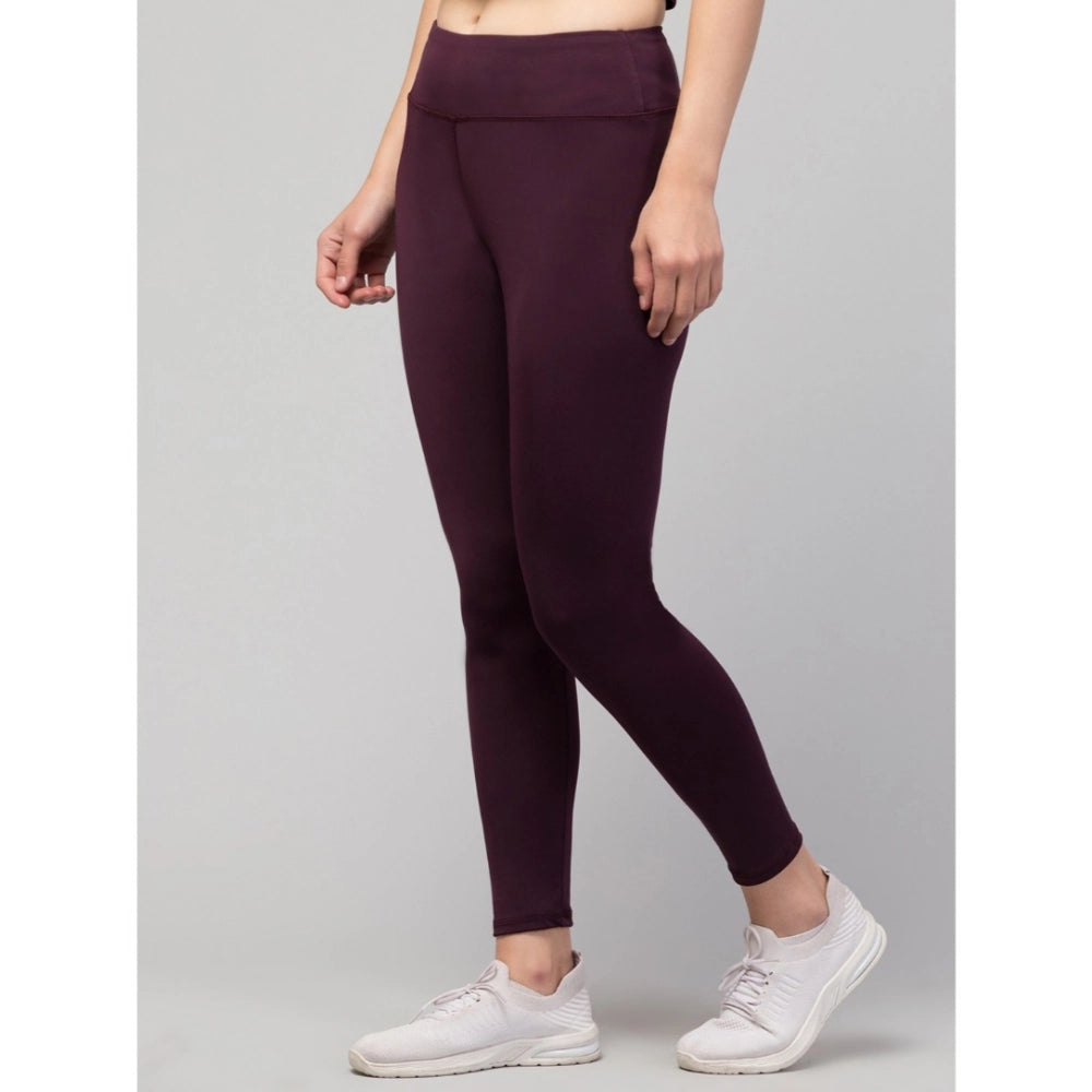 Women's Solid Ankle Length High-Rise Tights — Purple