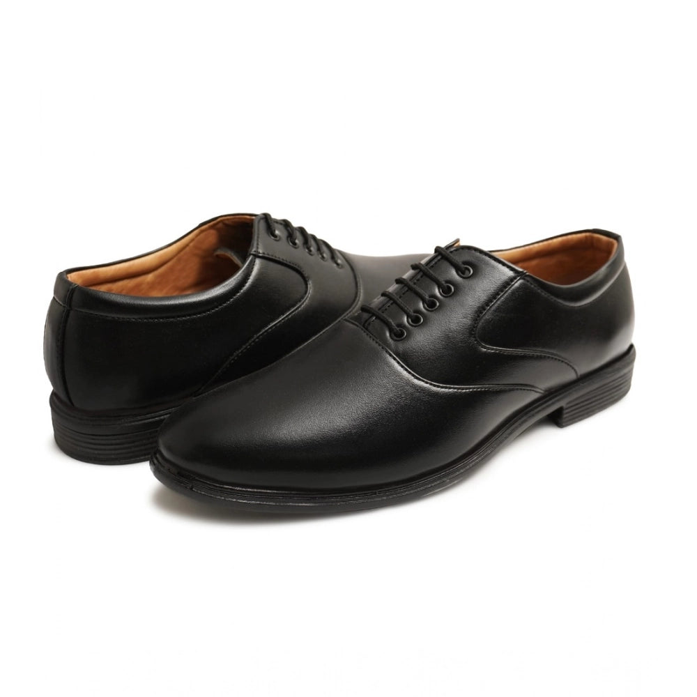 Men's Casual Faux Leather Solid Lace-Up Formal Shoes — Black · lk_6