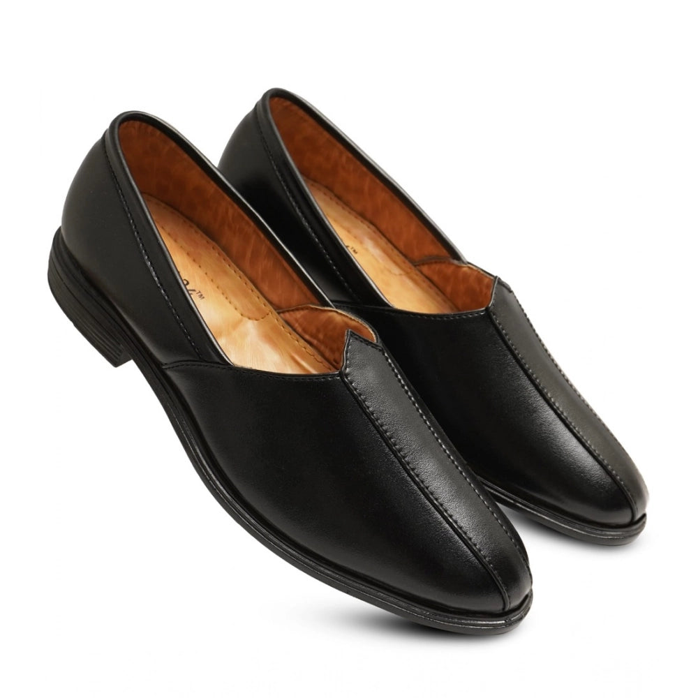 Men's Casual Faux Leather Solid Slip-On Formal Shoes — Black · lk_6