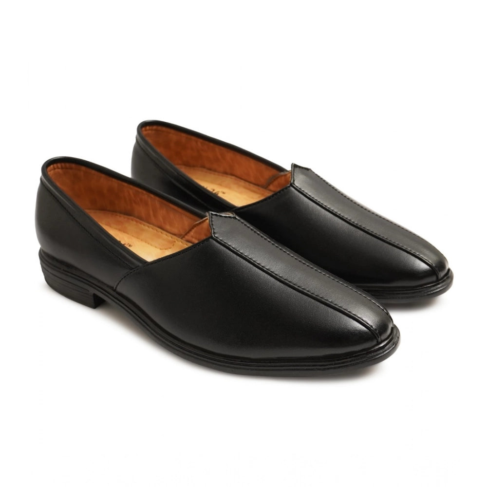 Men's Casual Faux Leather Solid Slip-On Formal Shoes — Black · lk_6
