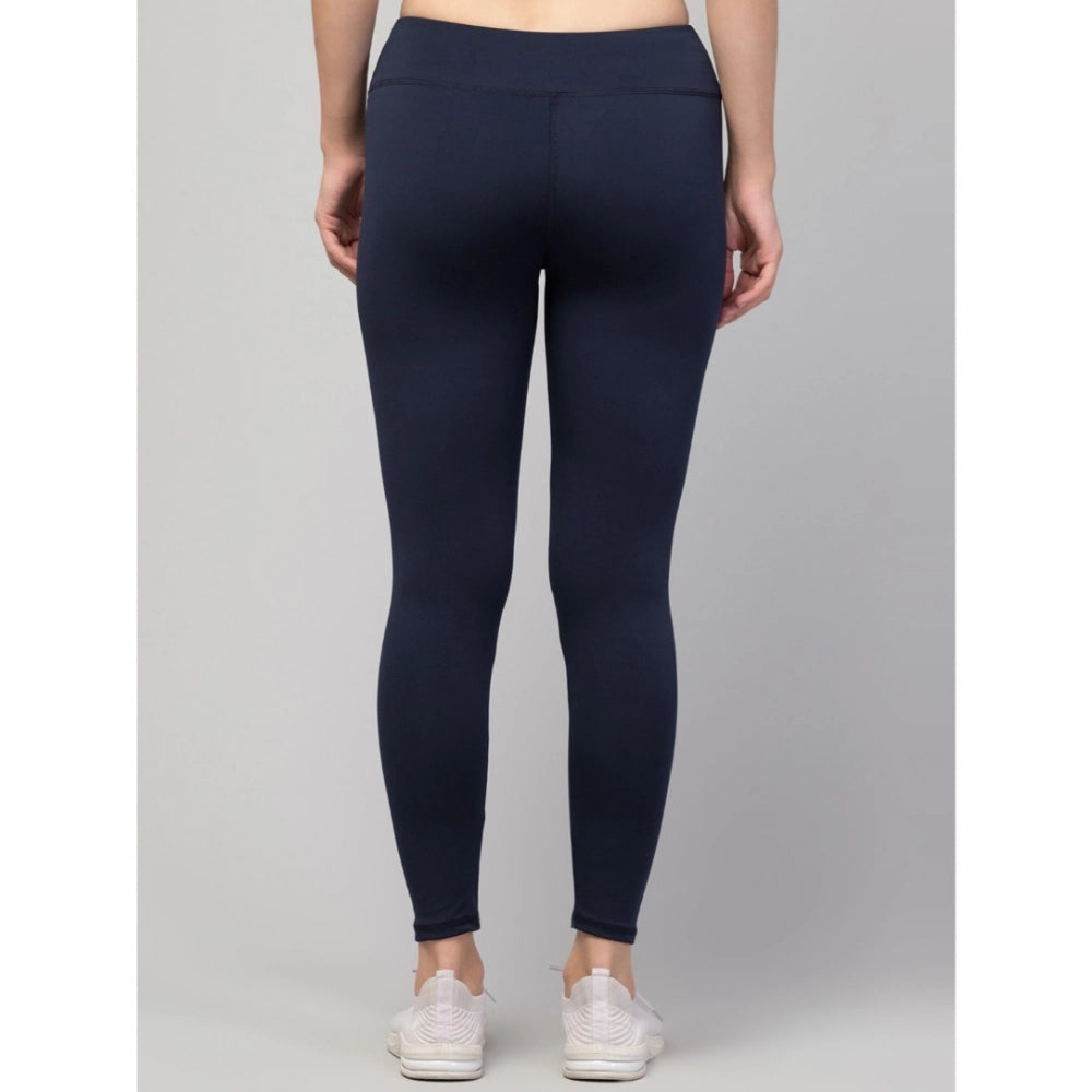 Women's Solid Ankle Length High-Rise Tights — Navy