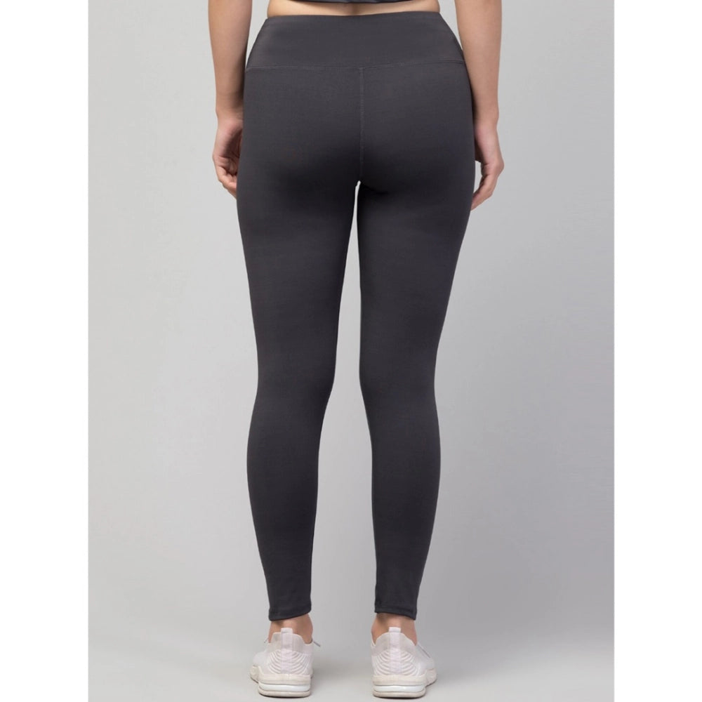 Women's Solid Ankle Length High-Rise Tights — Grey