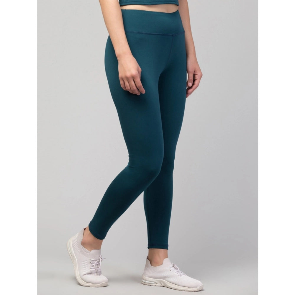 Women's Solid Ankle Length High-Rise Tights — Green