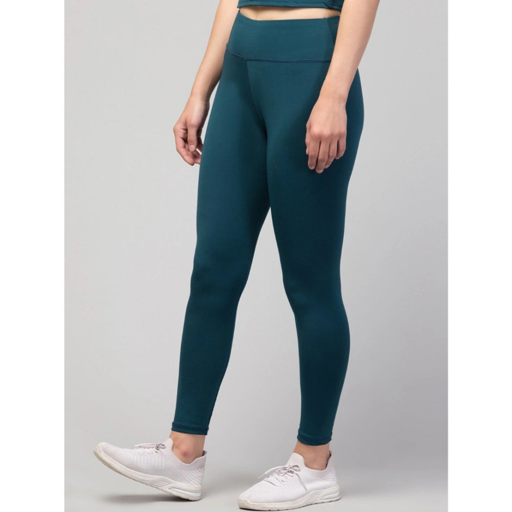 Women's Solid Ankle Length High-Rise Tights — Green