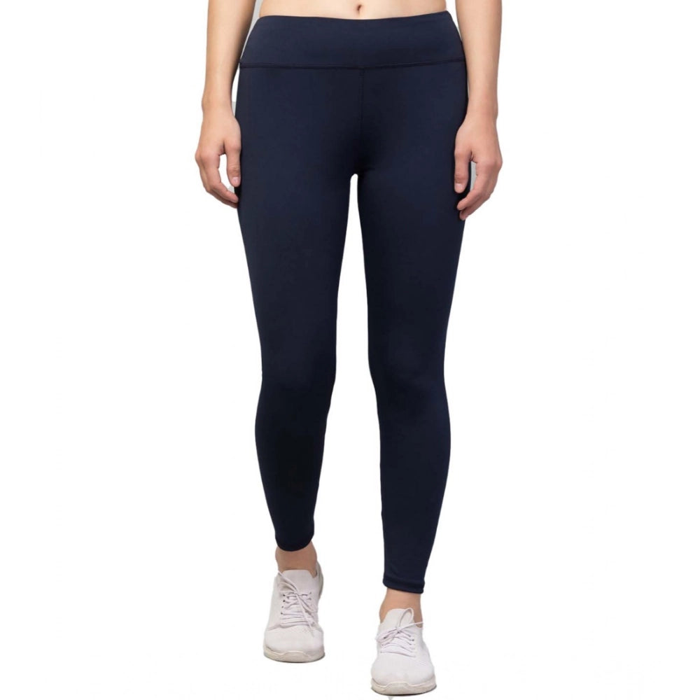 Women's Solid Ankle Length High-Rise Tights — Navy