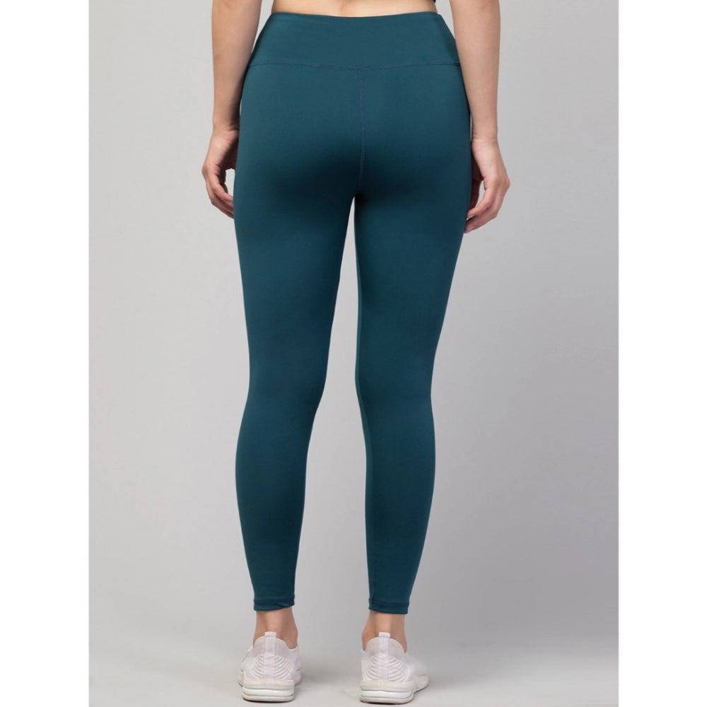 Women's Solid Ankle Length High-Rise Tights — Green
