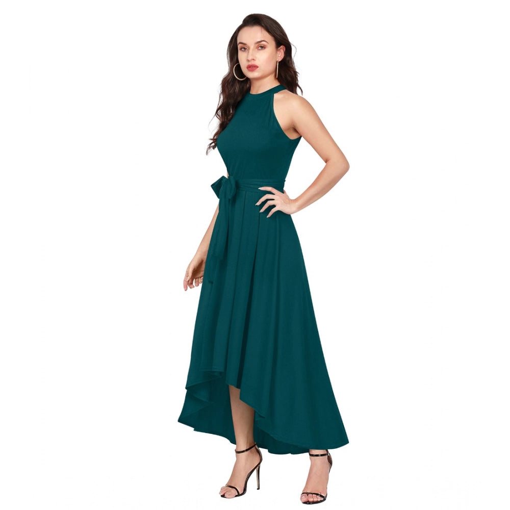 Women's Polyster Solid Halter Neck Sleeveless Dress — Morpichh