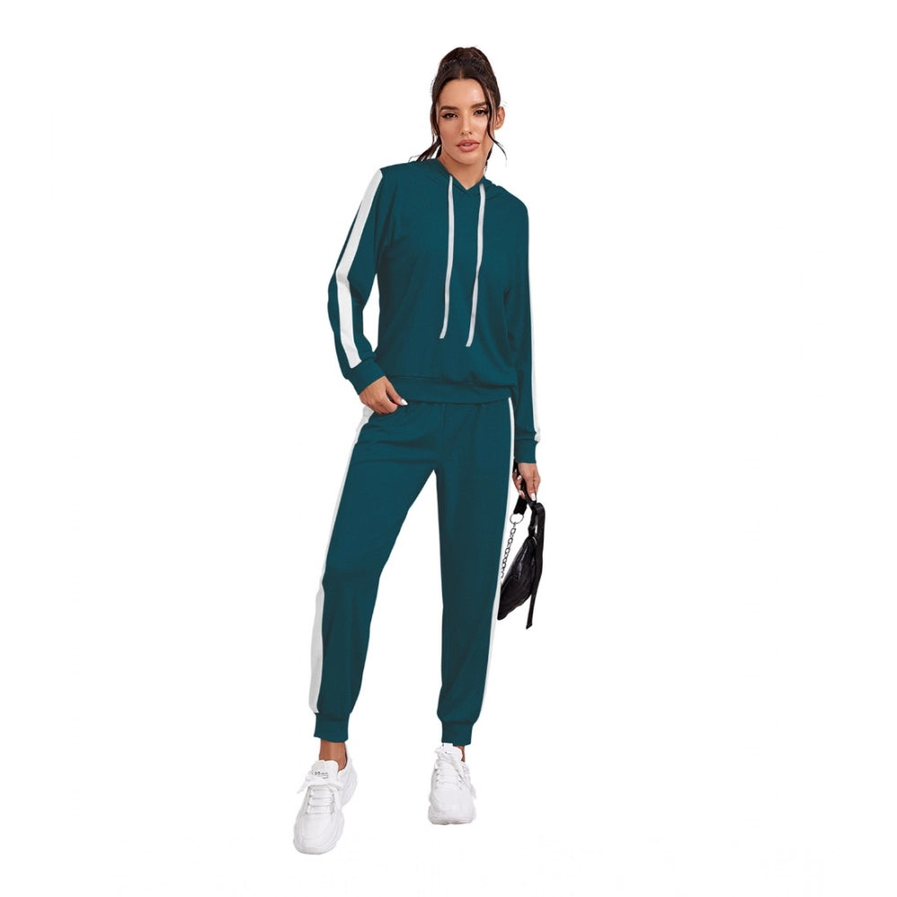Women's Knitting Stretchable Solid Hooded Neck Full Sleeve Track — Morpich
