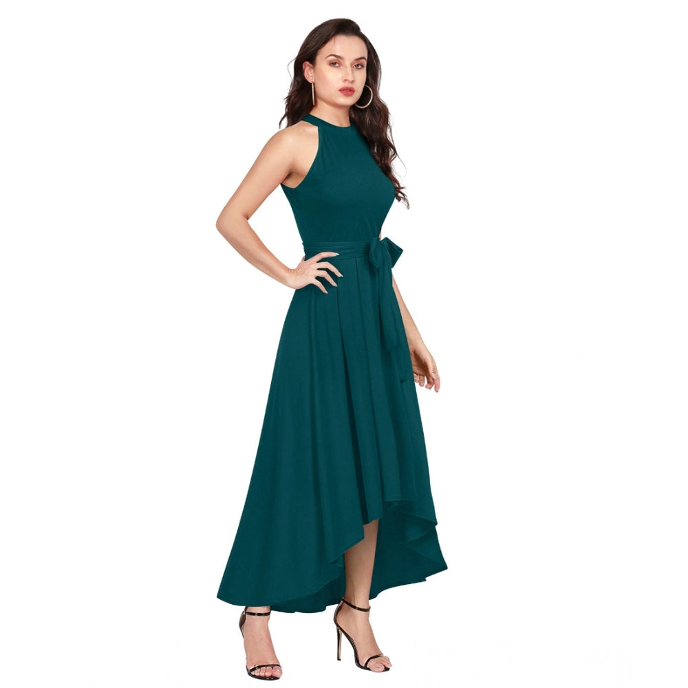 Women's Polyster Solid Halter Neck Sleeveless Dress — Morpichh