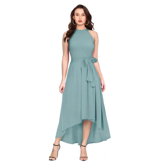Women's Solid Halter Neck Sleeveless Dress — Pista