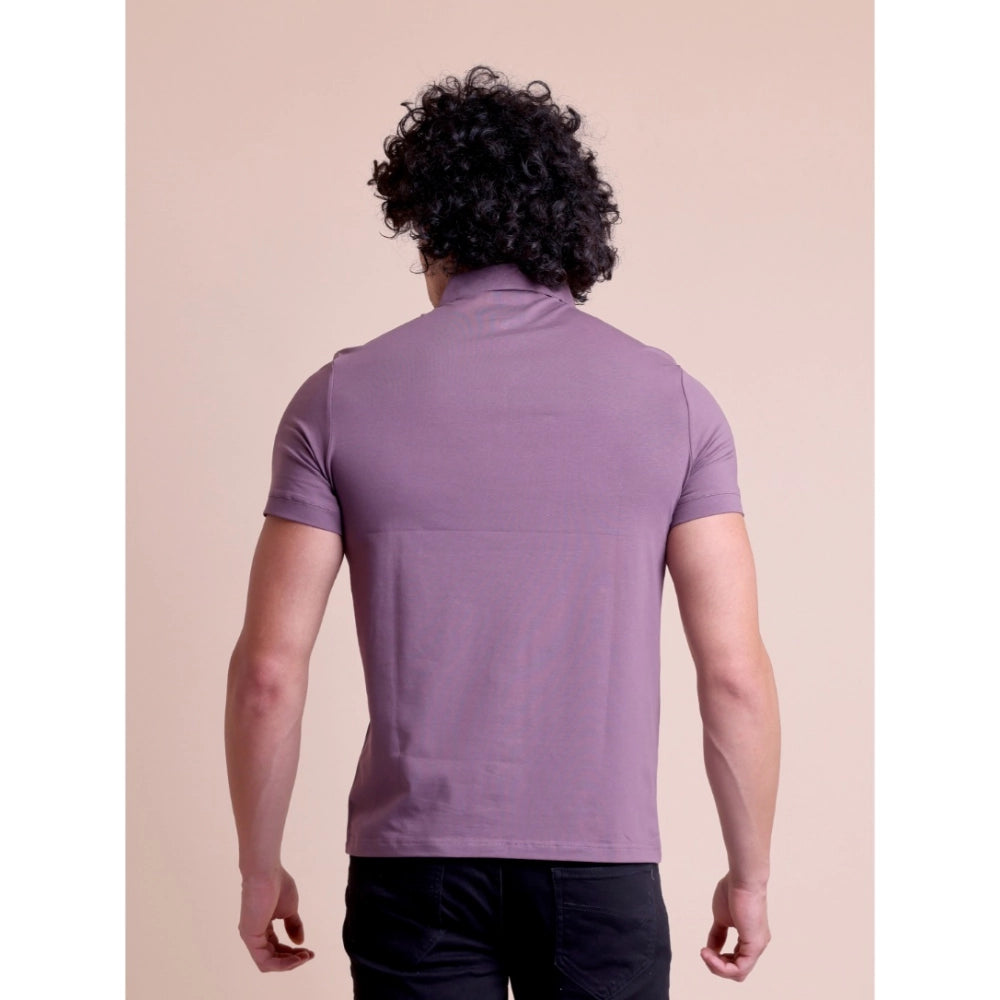 Men's Casual Cotton Solid Half Sleeve Polo Neck T-Shirt — Berry