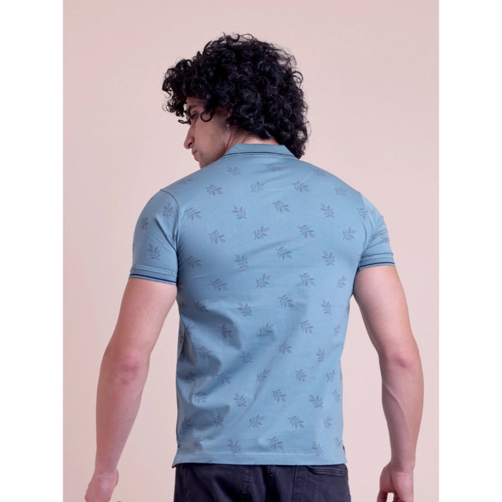 Men's Casual Cotton Printed Half Sleeve Round Neck T-Shirt — Green