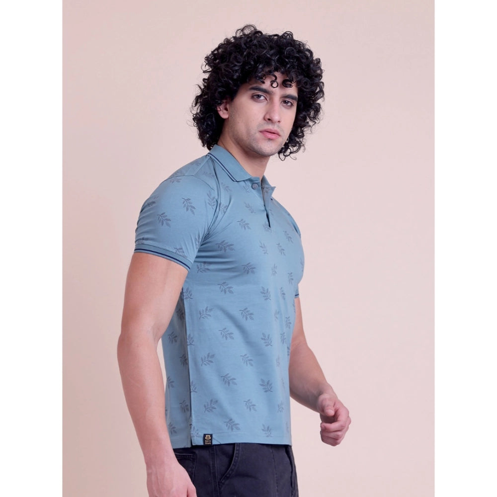 Men's Casual Cotton Printed Half Sleeve Round Neck T-Shirt — Green