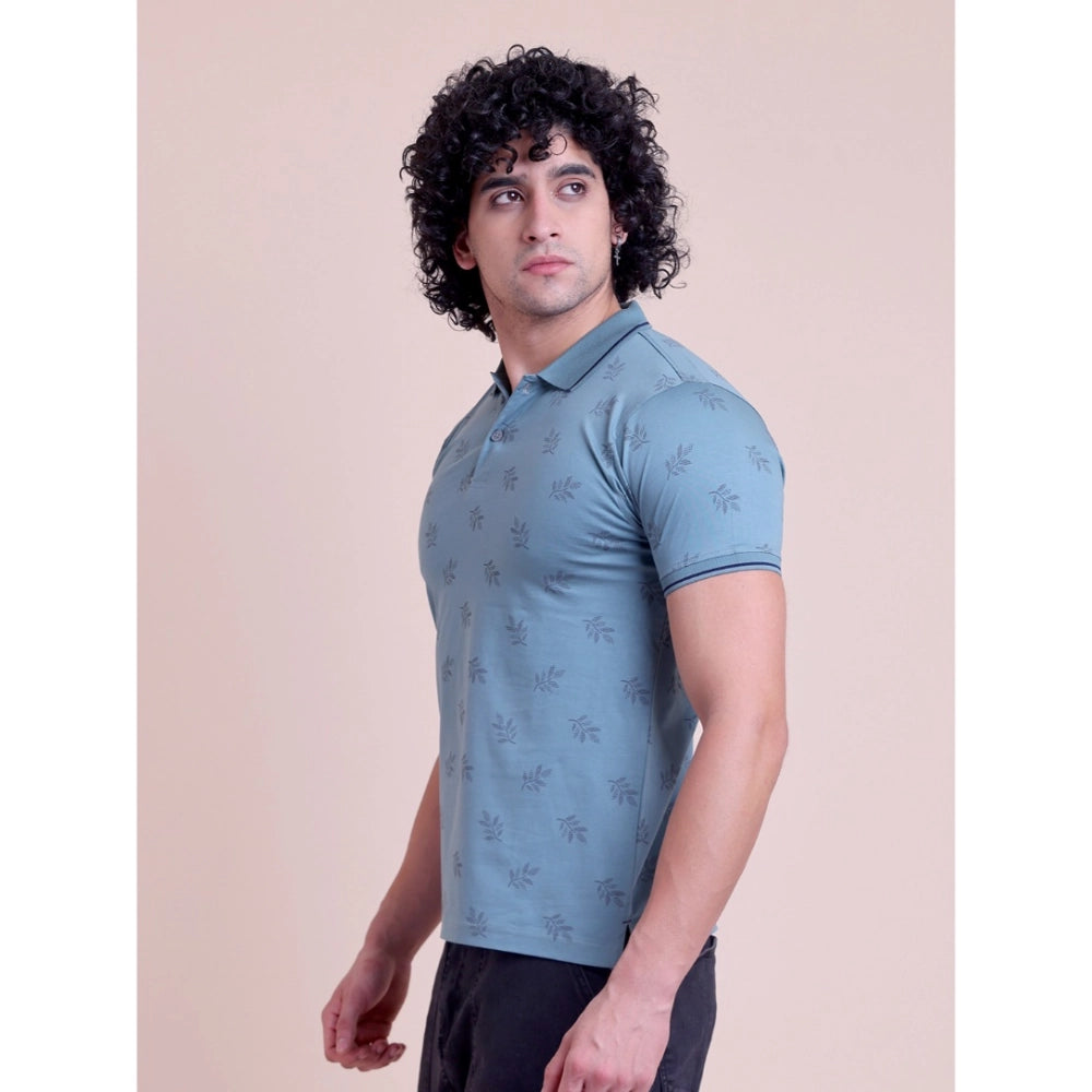 Men's Casual Cotton Printed Half Sleeve Round Neck T-Shirt — Green