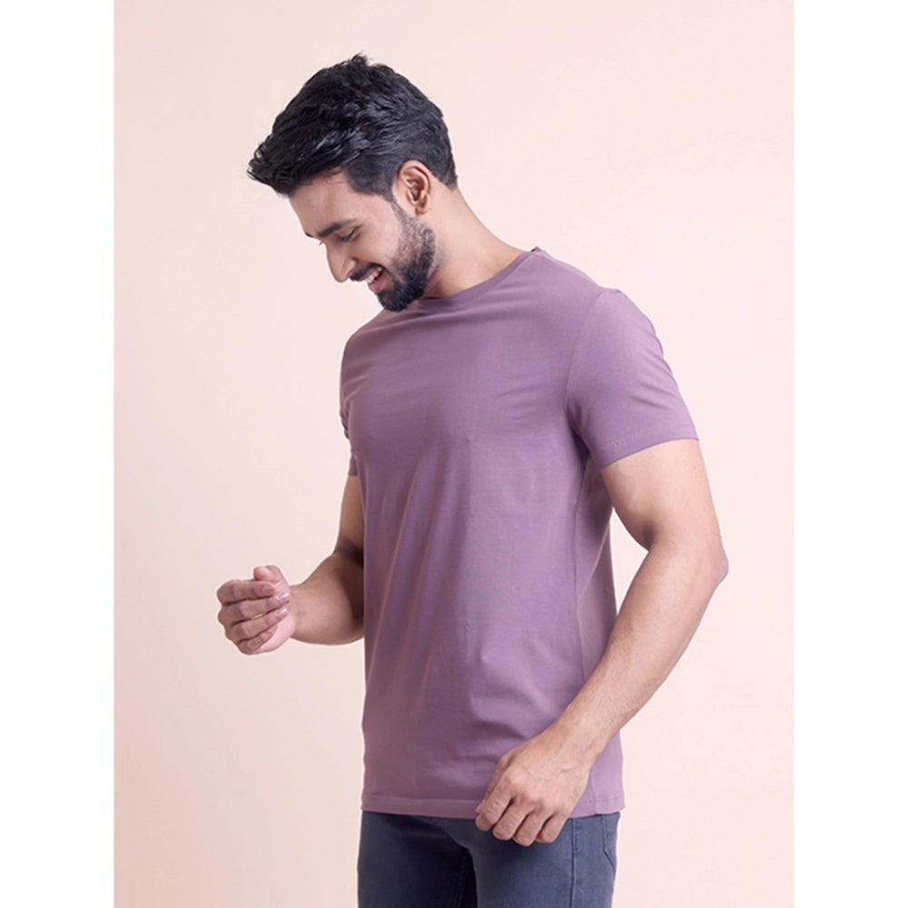 Men's Casual Cotton Solid Half Sleeve Round Neck T-Shirt — Berry