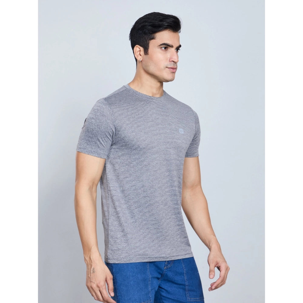 Men's Casual Solid Half Sleeve Round Neck T-Shirt — Black