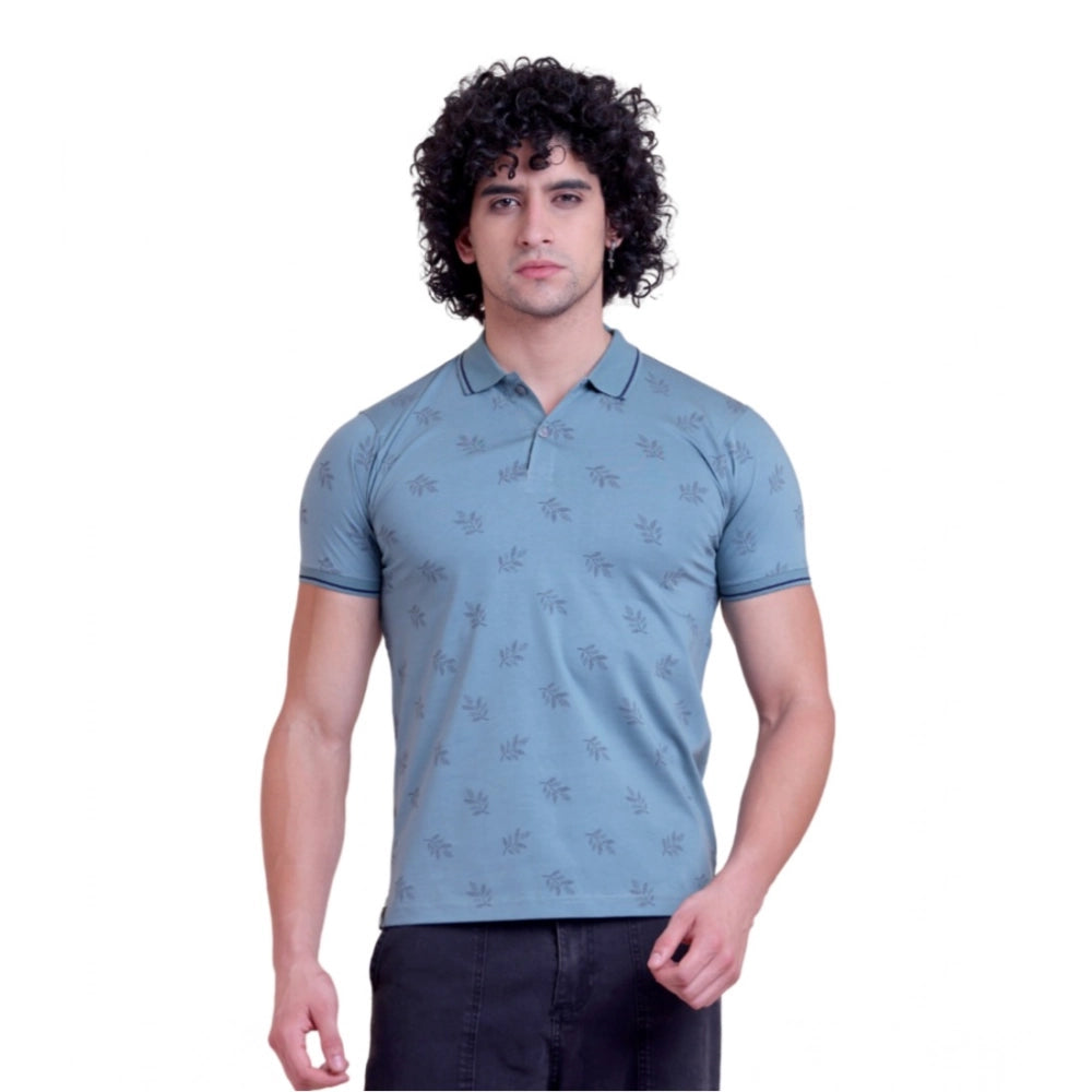 Men's Casual Cotton Printed Half Sleeve Round Neck T-Shirt — Green
