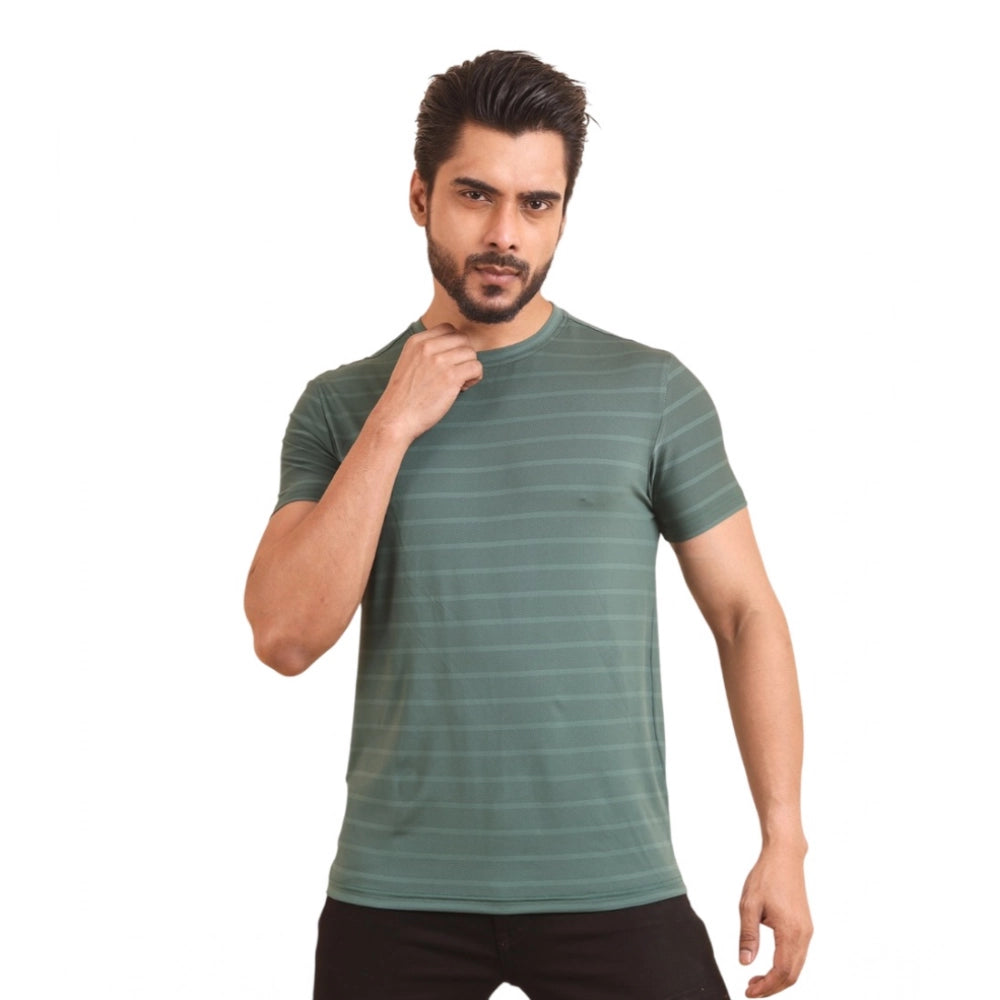 Men's Casual Solid Half Sleeve Round Neck T-Shirt — Green