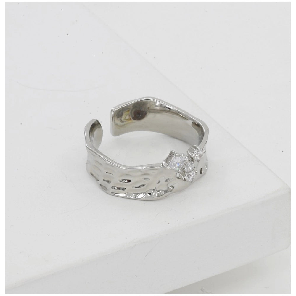 Stainless Steel Silver Polish Freesize Western Finger Ring — Silver Plated