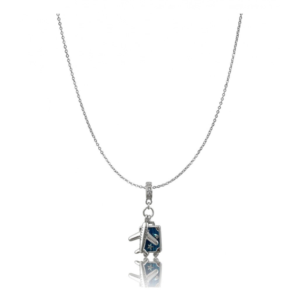 Women's Stainless Steel Airplane Design Pendent Delicate Chain — Silver Plated