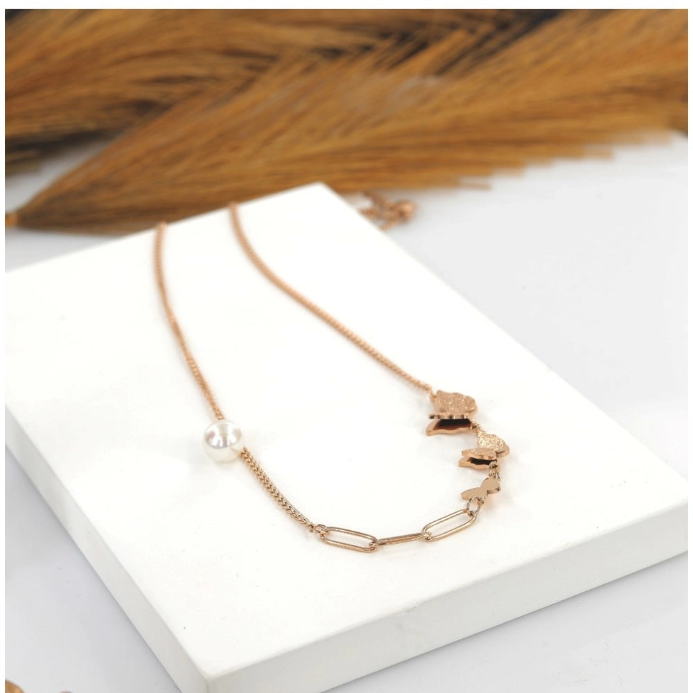 Women's Stainless Steel Butterfly Pendent Delicate Chain — Gold Plated