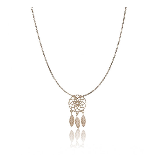 Women's Stainless Steel Dream Catcher Pendent Delicate Chain — Gold Plated