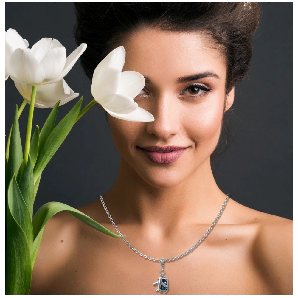 Women's Stainless Steel Airplane Design Pendent Delicate Chain — Silver Plated