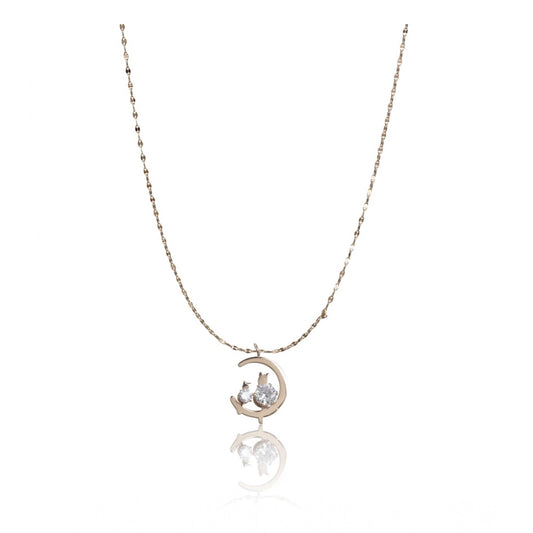 Women's Stainless Steel Moon Pendent Delicate Chain — Gold Plated