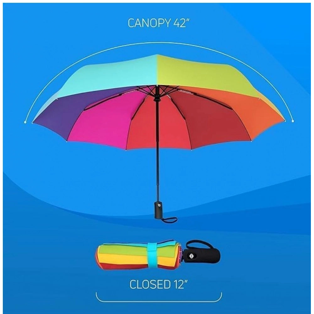 Metal Portable Auto Travel Umbrella — Rainbow