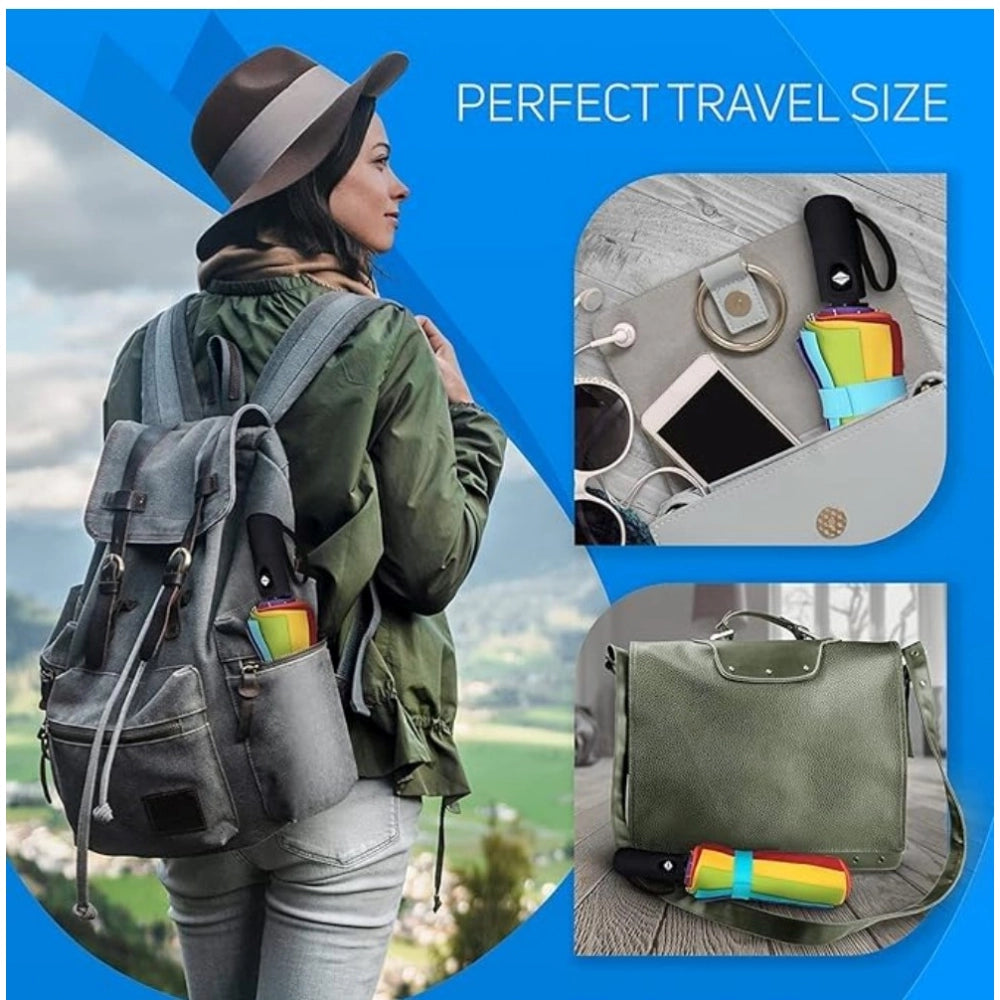 Metal Portable Auto Travel Umbrella — Rainbow