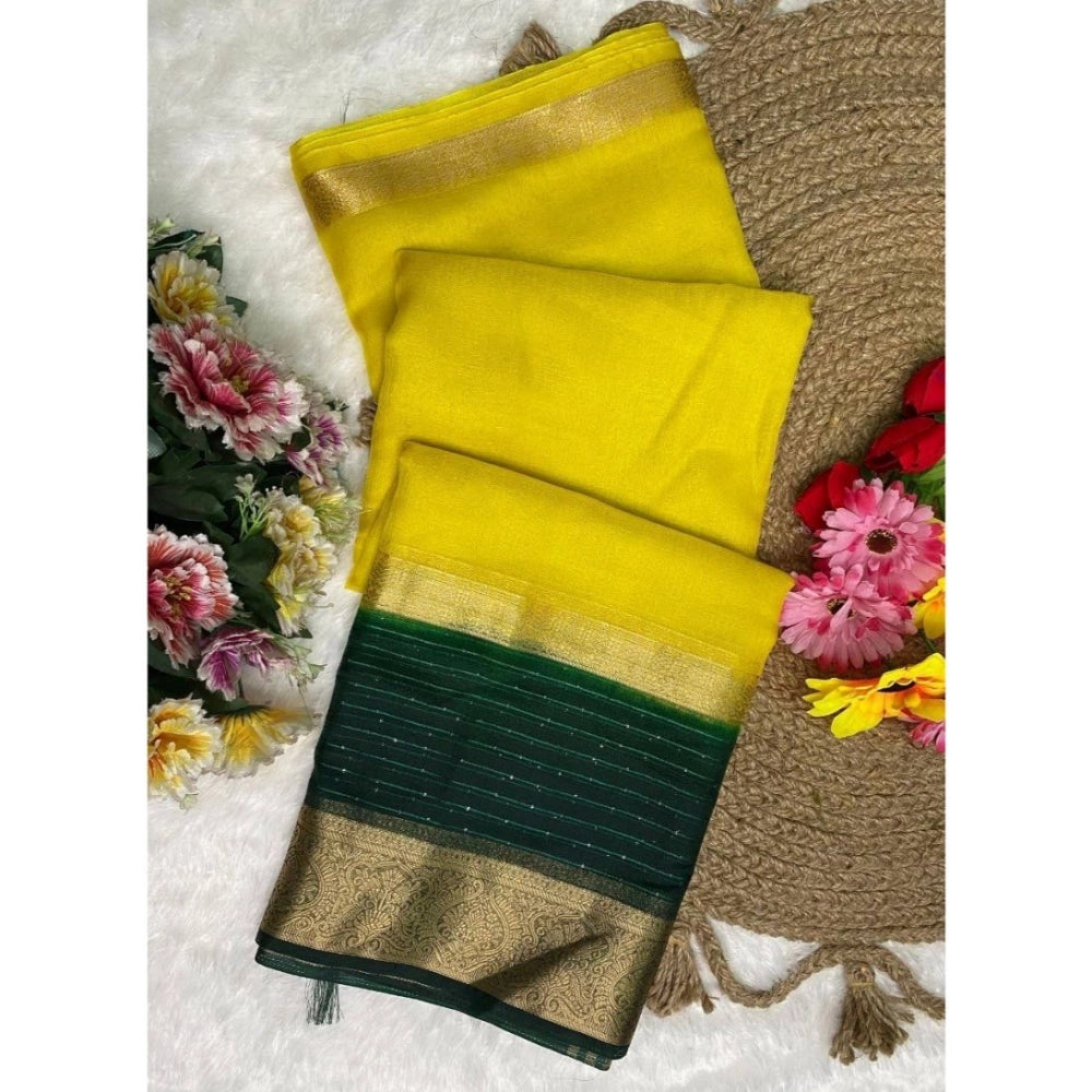 Women's Khadi Cotton Solid Saree — Yellow