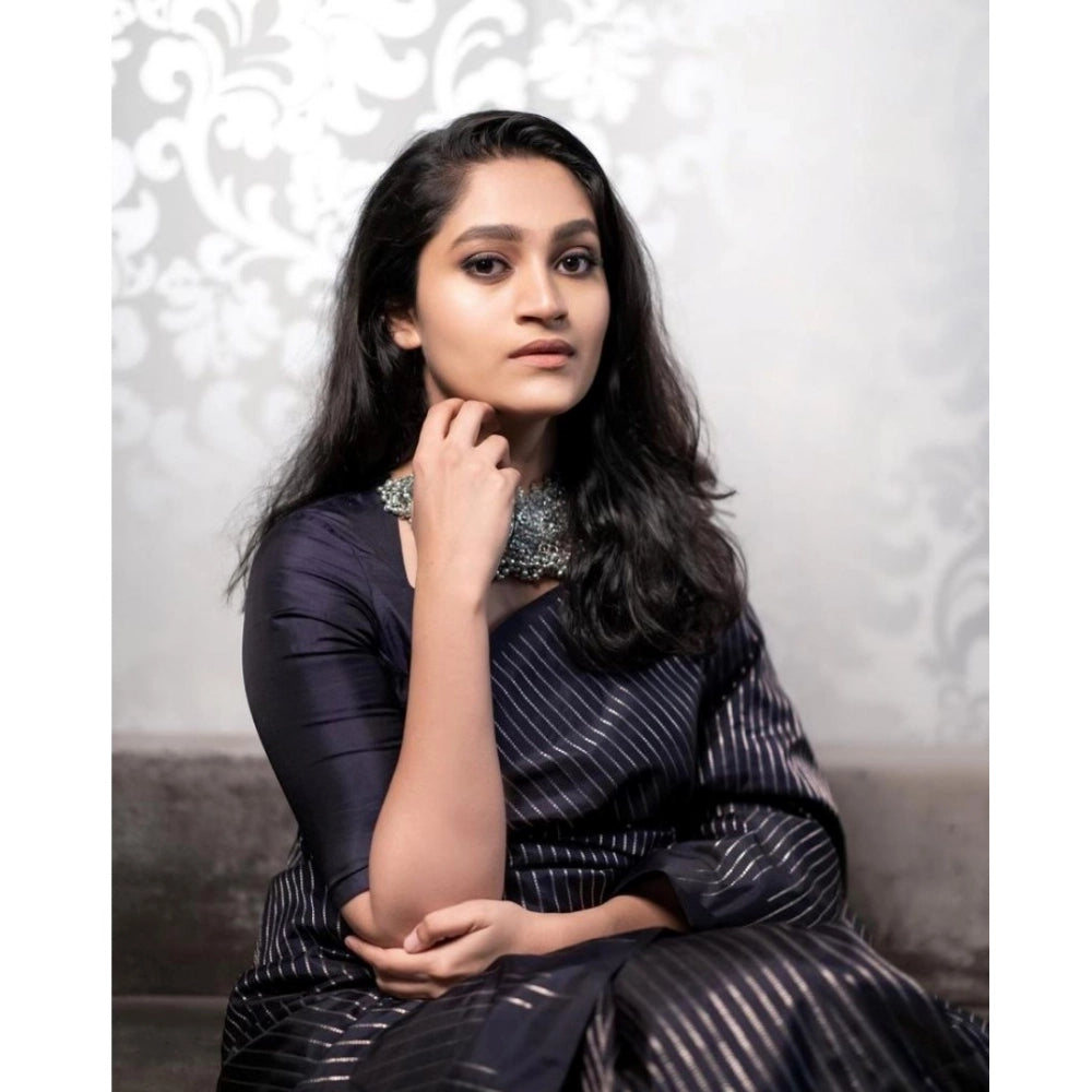 Women's Silk Printed Saree — Black · _Blk