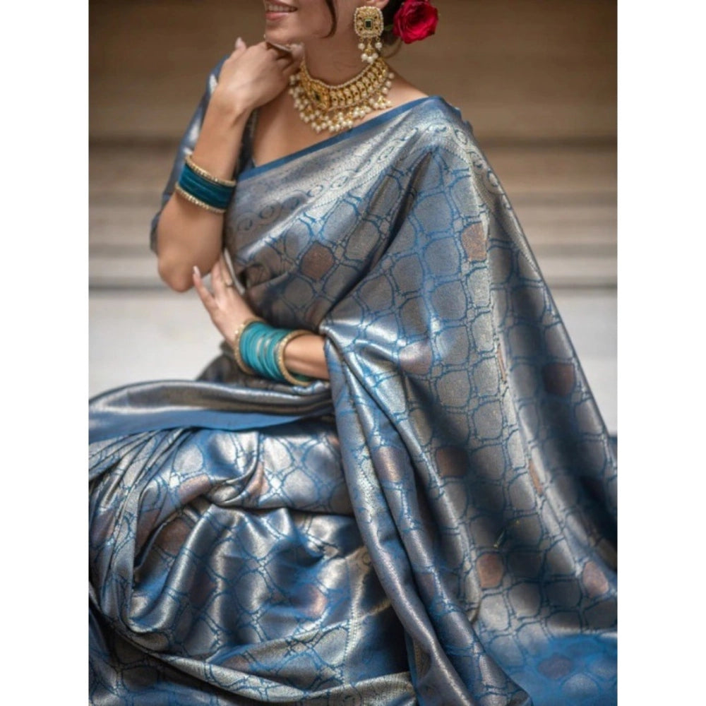 Women's Silk Printed Saree — Rama · Rama