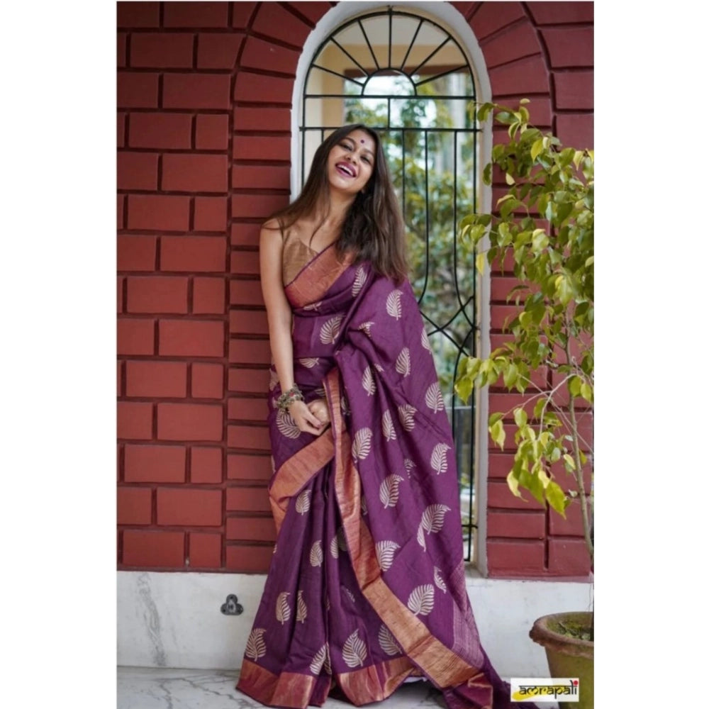 Women's Silk Printed Saree — Purple · Prpl