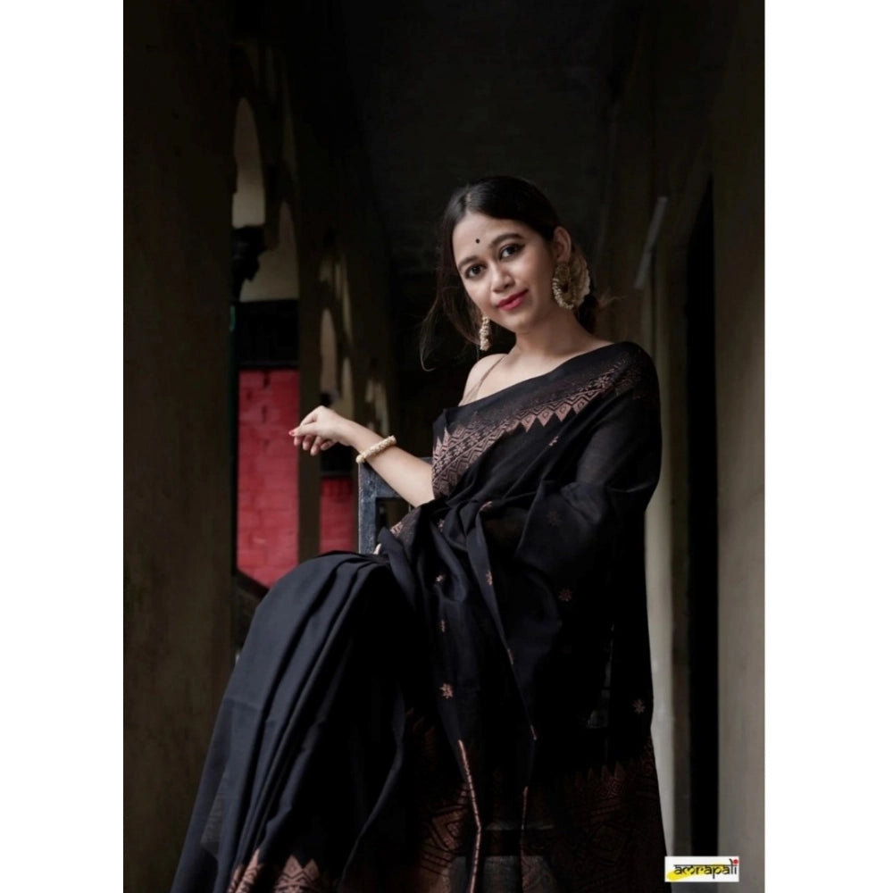 Women's Silk Printed Saree — Black · _Blk