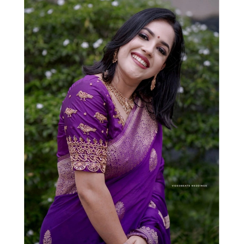 Women's Silk Printed Saree — Purple · Prpl