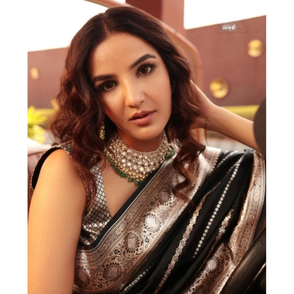 Women's Silk Printed Saree — Black · _Blk
