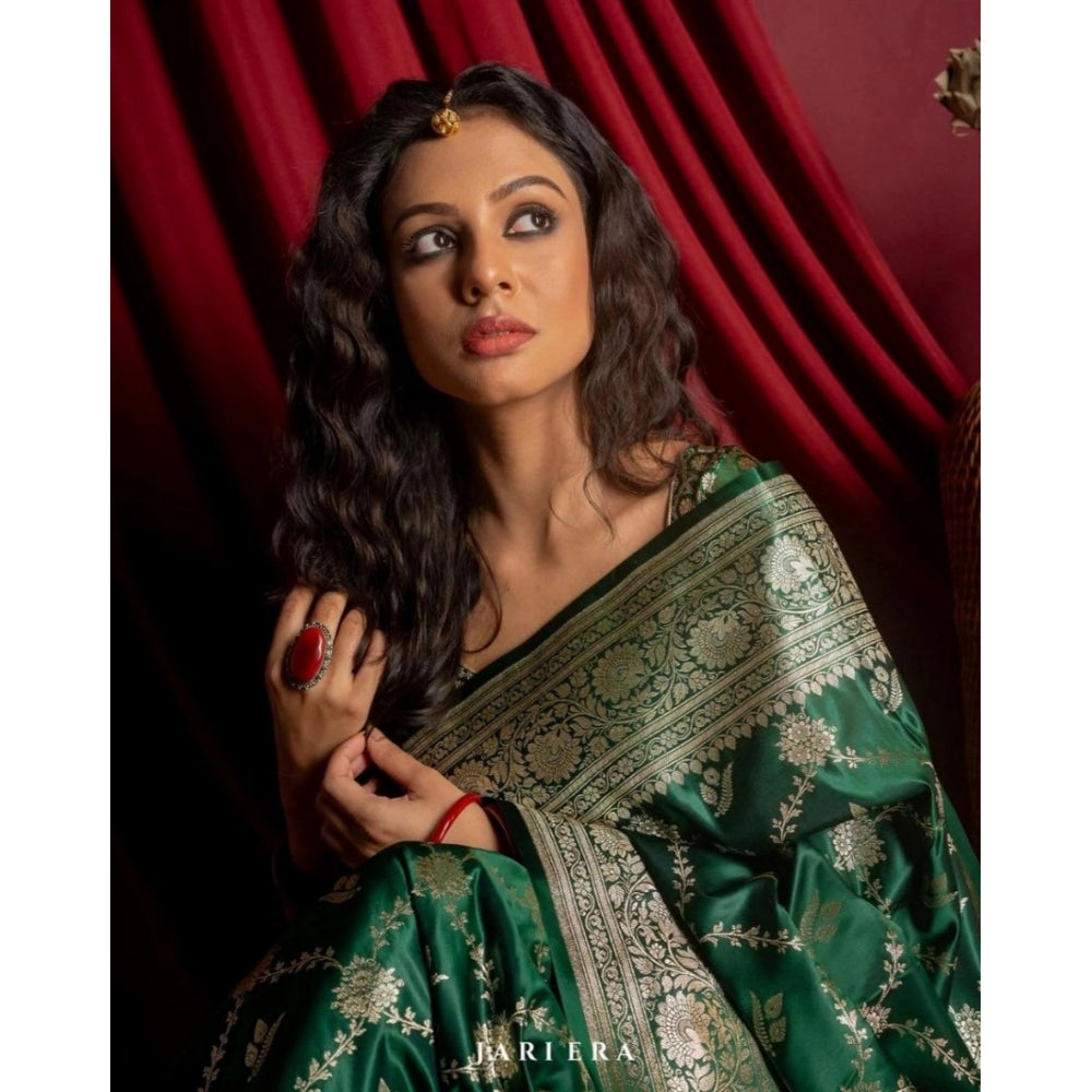 Women's Silk Printed Saree — Dark Green · _Grn