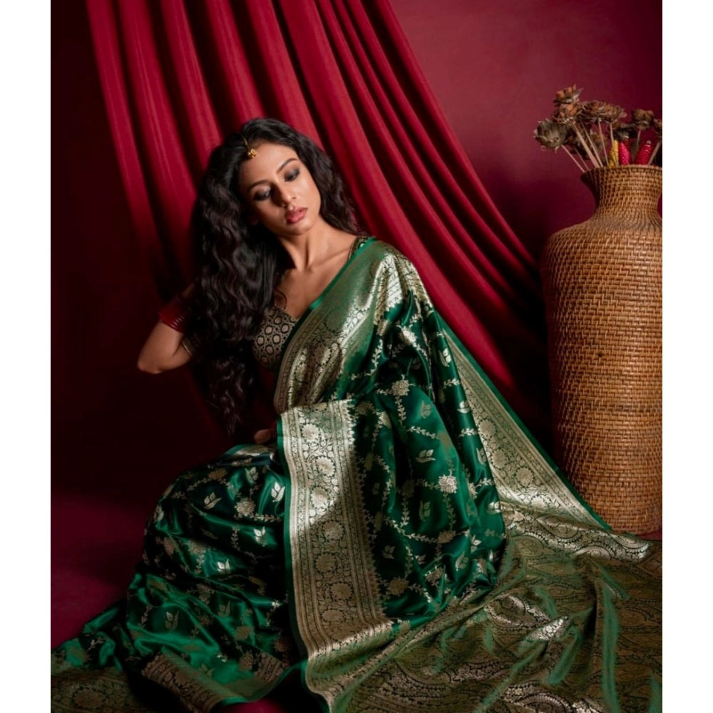 Women's Silk Printed Saree — Dark Green · _Grn
