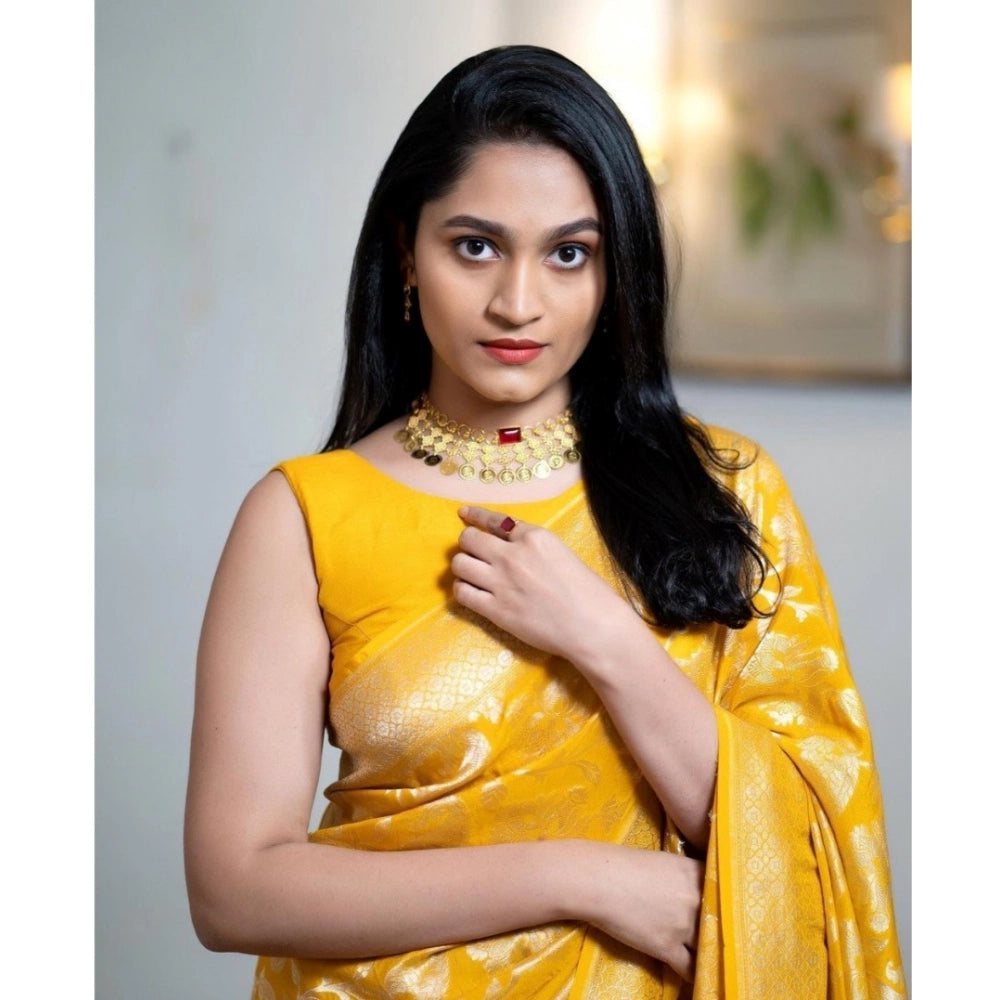 Women's Silk Printed Saree — Yellow · Ylow