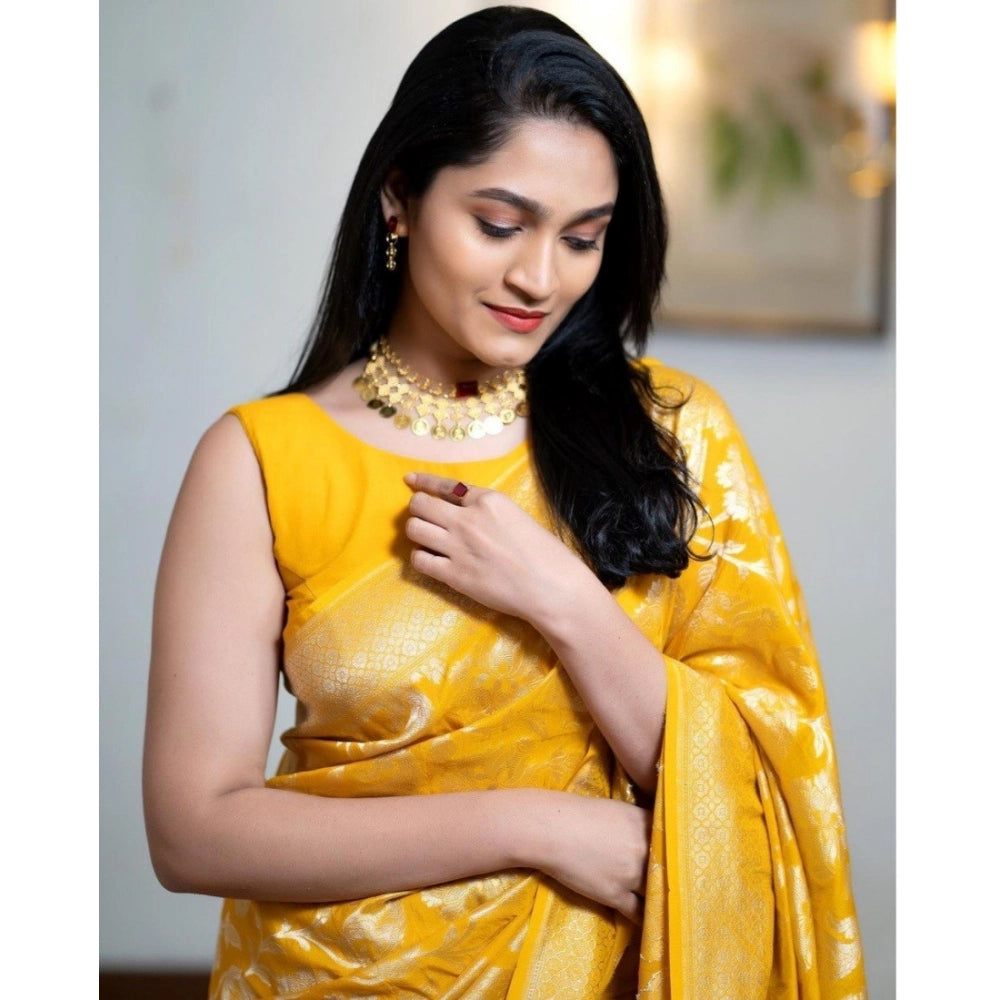 Women's Silk Printed Saree — Yellow · Ylow