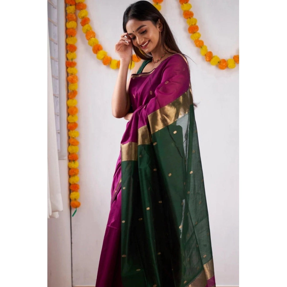Women's Cotton Printed Saree — Wine · Wine