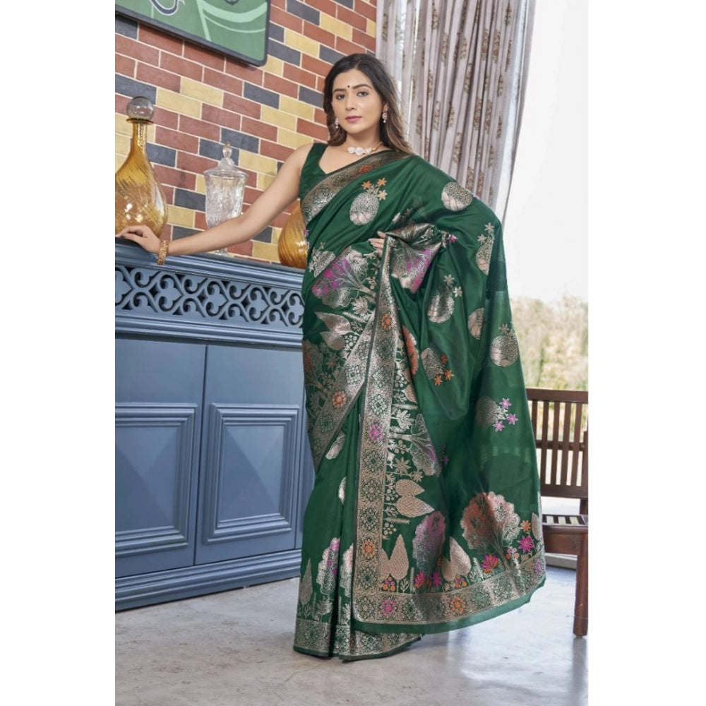 Women's Silk Printed Saree — Green · _Grn