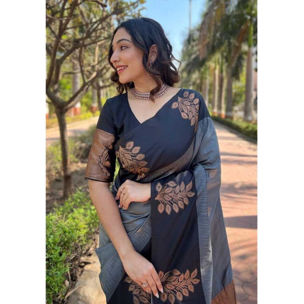 Women's Silk Printed Saree — Grey · _Gry