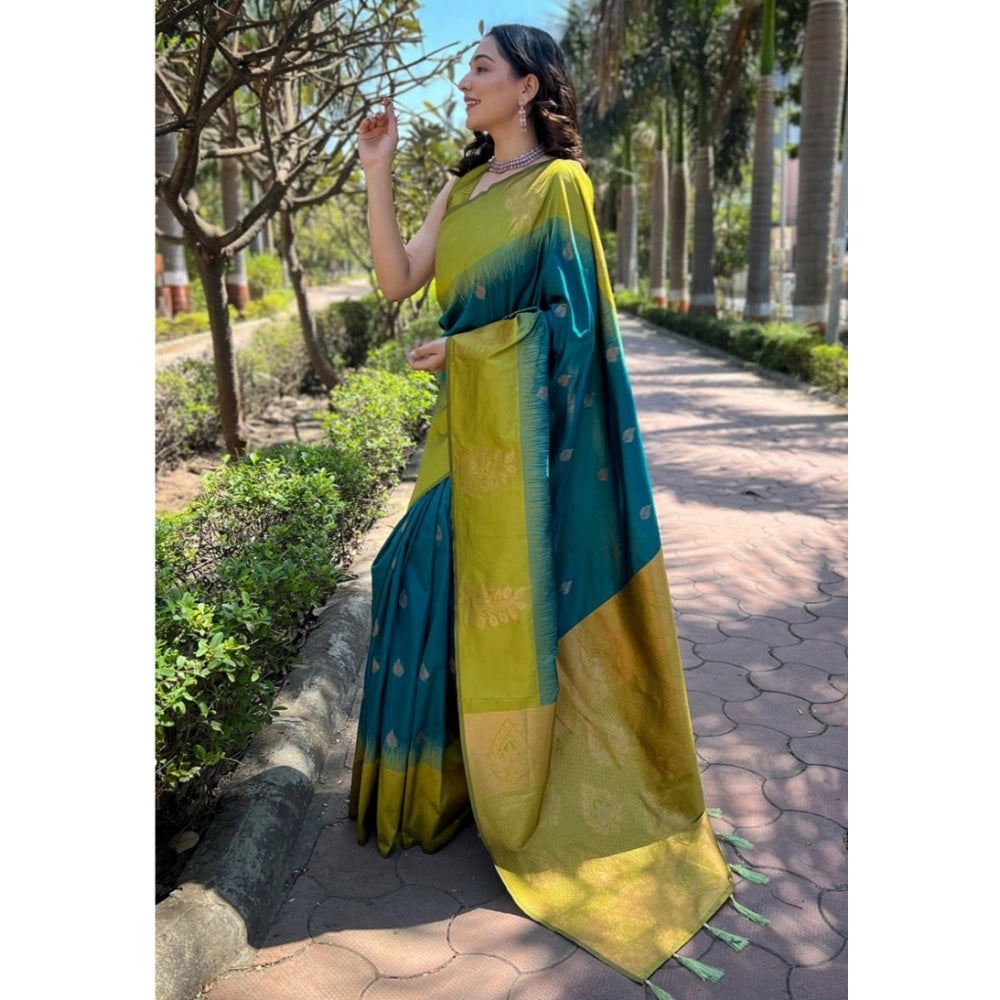 Women's Silk Printed Saree — Rama · Rama