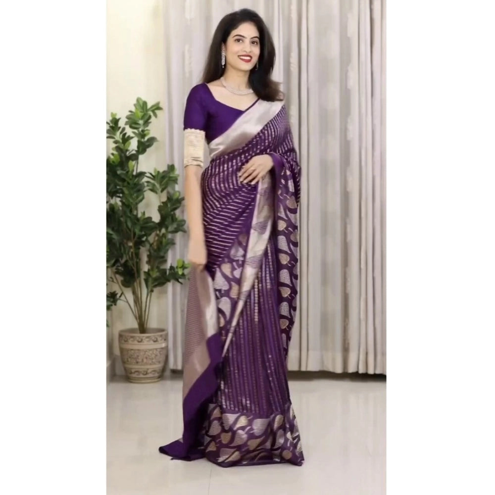Women's Silk Printed Saree — Purple · Prpl