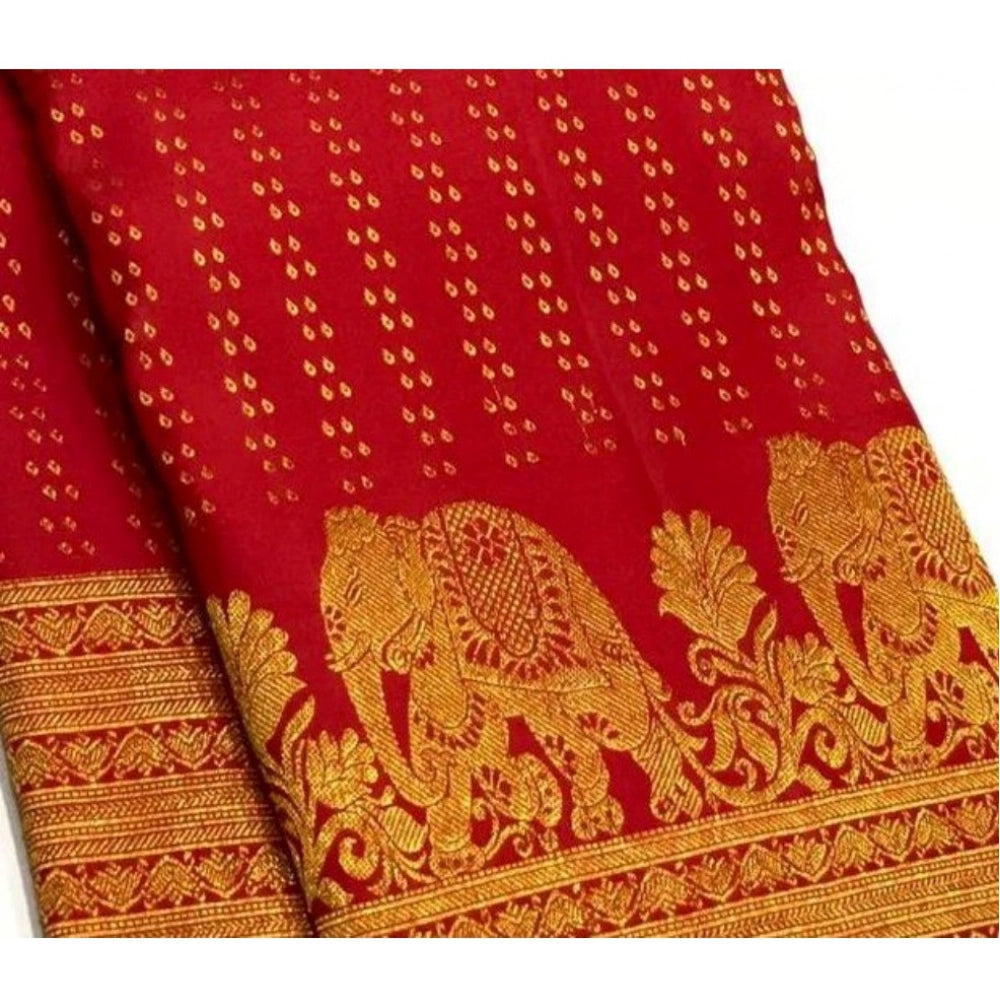 Women's Silk Printed Saree — Red · _Red