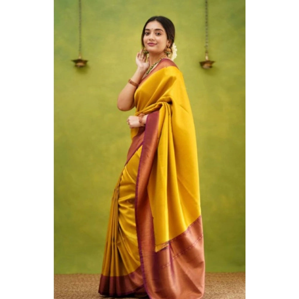 Women's Silk Printed Saree — Yellow · Ylow